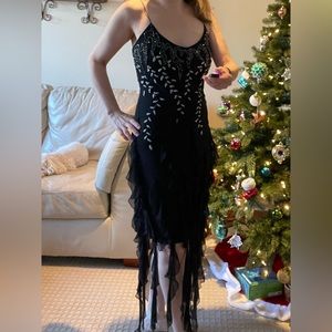 Black sequin cocktail dress